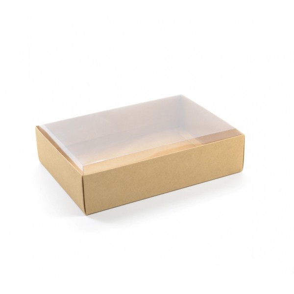 Ref 016 Kraft Caixa c/ tampa Transparente ALTA - 25x18x7 cm