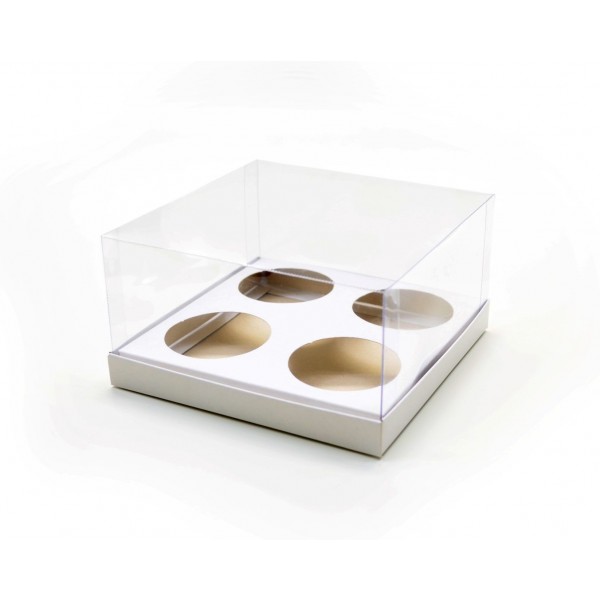 Ref 035 Branca - Caixa p/ 4 Cupcakes - 15,5x15,5x8 cm