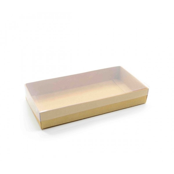 Ref 023 Kraft - Caixa c/ tampa transparente - 19,5x9,5x3 cm