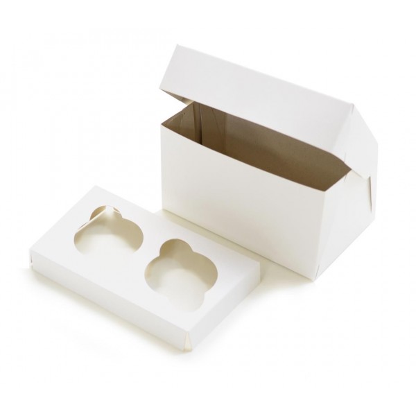 Ref 020 Branca - Caixa 2 Cupcakes - 16x10x9 cm