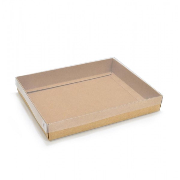 Ref 036 Kraft - Caixa c/ tampa transparente - 20x16x3 cm