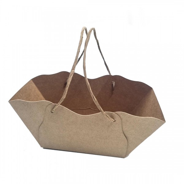 Ref 002 Kraft Cesta com alça - 15x10x10 cm