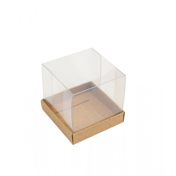 Ref 011 Kraft - Caixa c/ tampa transparente - 5,5x5,5x5 cm