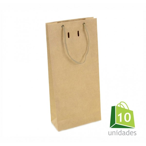 Sacola Ref. 095 - 2 Garrafas - Papel Kraft - 18x8x39 cm