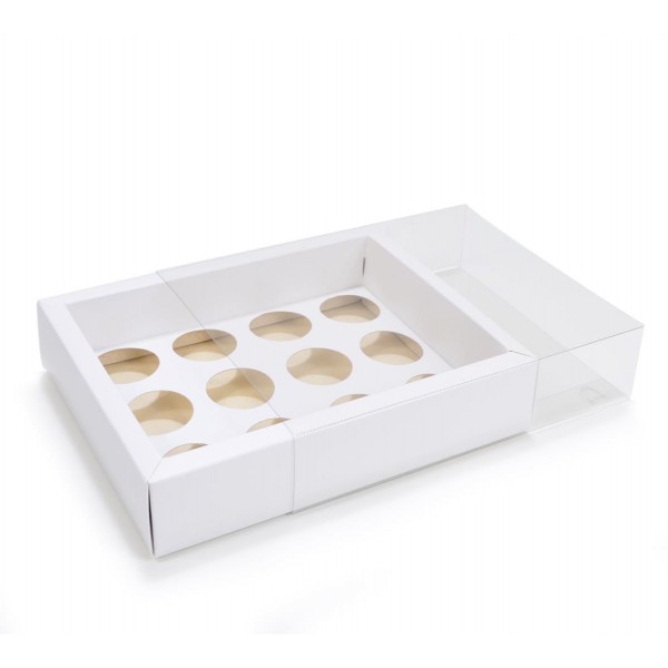 Ref 141 Branca - Caixa Gaveta p/ 12 Brigadeiro Gourmet Nº4 - 17x13x4 cm