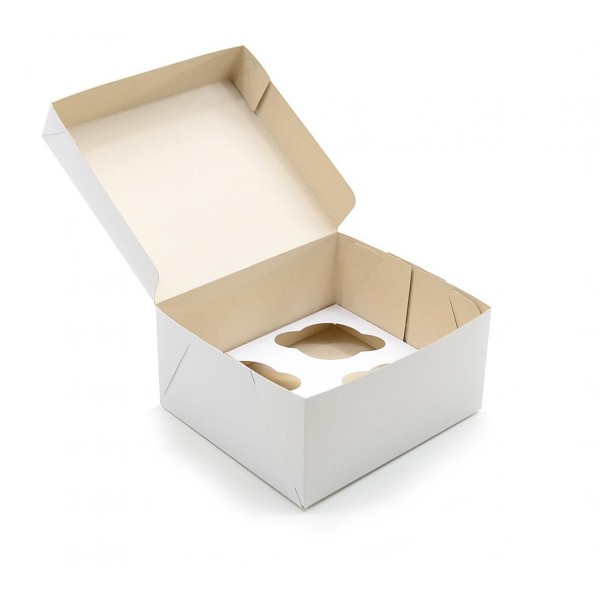 Ref 079 Branca - Caixa 4 Cupcakes - 18,5x16,5x9 cm