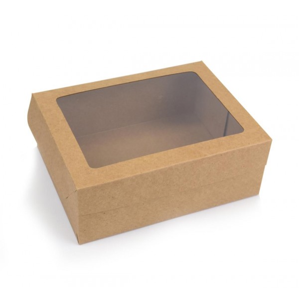 Ref 102 Kraft - Caixa c/ visor Transparente - 24x18,5x9 cm