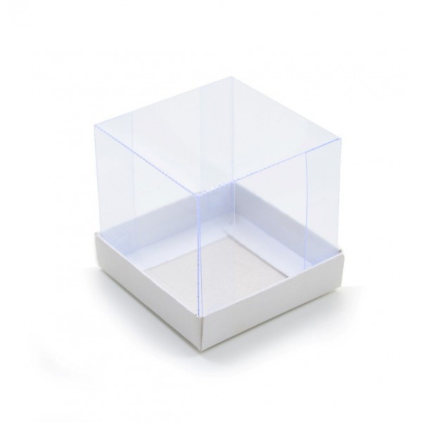 Ref 011 Branca - Caixa c/ tampa transparente - 5,5x5,5x5 cm