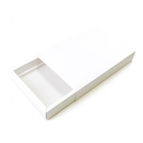 Ref 142 Branca - Caixa Gaveta p/ 24 Brig. Gourmet Pelotines - Tampa Papel - 25x17x4 cm