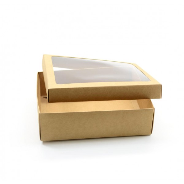 Ref 025 Kraft - Caixa c/ visor transparente - 22x18,5x6,5 cm