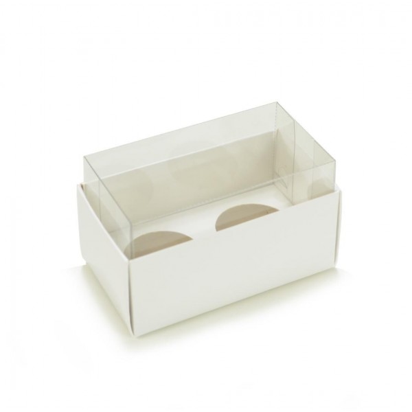 Ref 134 Branca - Caixa p/ 2 Brigadeiro Gourmet Nº4 c/ tampa ALTA - 9x5x5,2 cm