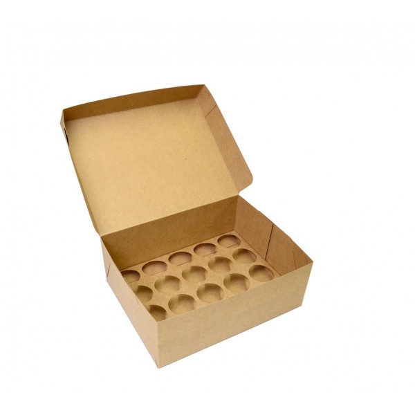 Ref 102 Kraft - Caixa 20 Mini Cupcakes - 24x18,5x9 cm
