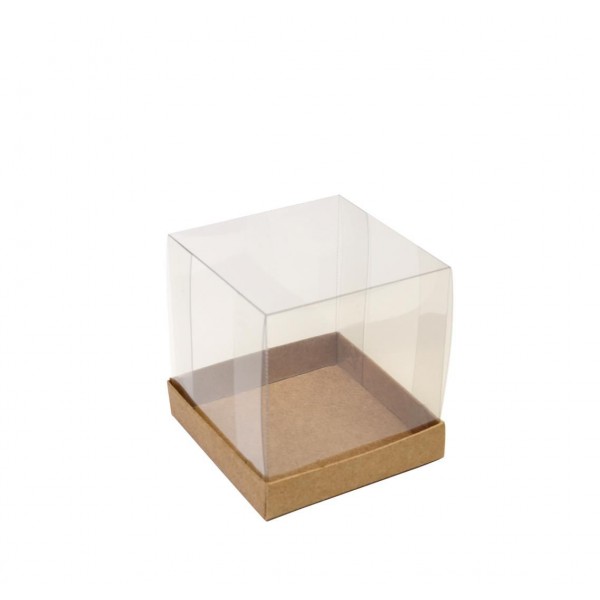 Ref 107 Kraft - Caixa c/ tampa transparente - 7,5x7,5x8 cm