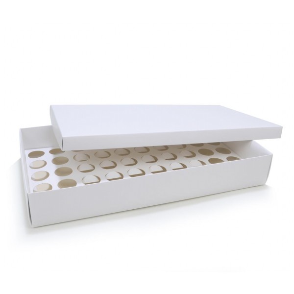 Ref 132 Branca Alta - Caixa p/ 50 Brigadeiro Gourmet Nº4 - c/ tampa papel - 43x23x6,5 cm