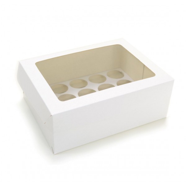 Ref 102 Branca - Caixa 20 Mini Cupcakes c/ Visor Transparente - 24x18,5x9 cm