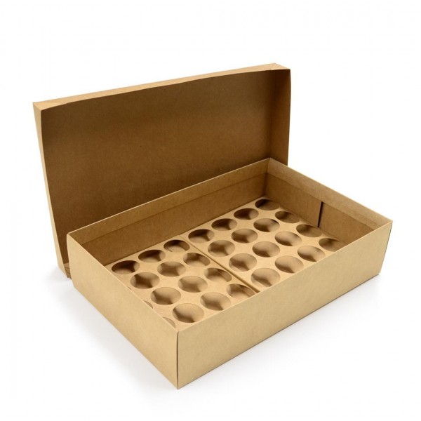 Ref 106 Kraft - Caixa 40 Mini Cupcakes c/ tampa papel - 37x24x9 cm