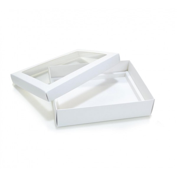 Ref 043 Branca - Caixa p/ 12 Brigadeiro Gourmet Pelotines - tampa c/ visor - 17x13x4 cm