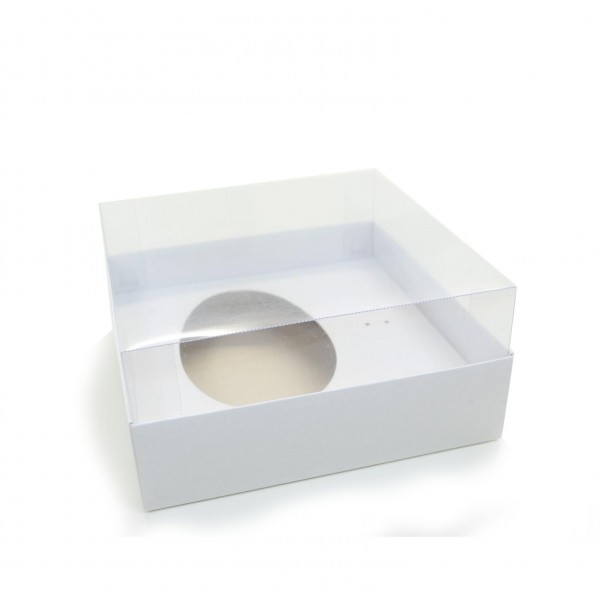 Ref 004 Branca - Caixa Ovo 250/350 gr. c/ Tampa ALTA - 17,5x17,5x8 cm