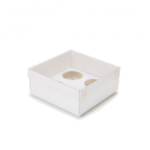 Ref 133 Branca - Caixa p/ 4 Brigadeiro Gourmet Nº4 c/ tampa BAIXA - 9x9x4 cm