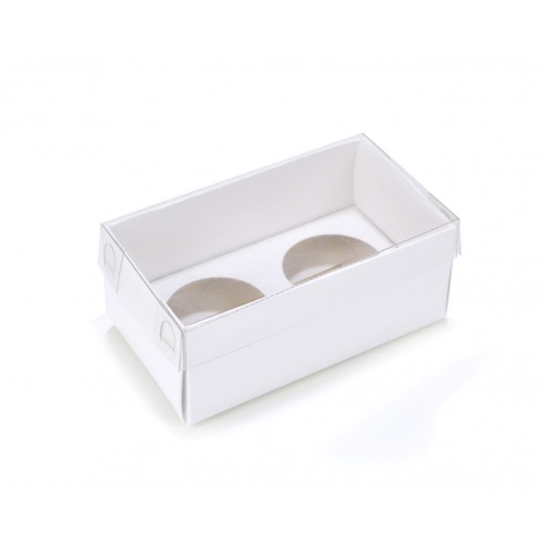 Ref 134 Branca - Caixa p/ 2 Brigadeiro Gourmet Nº4 c/ tampa BAIXA - 9x5x4 cm