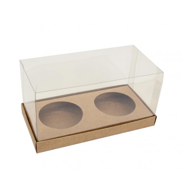 Ref 021 Kraft - Caixa 2 Cupcakes - 16x8x8 cm