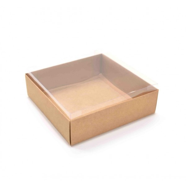 Ref 004 Kraft - Caixa c/ tampa Transparente ALTA - 17,5x17,5x6 cm