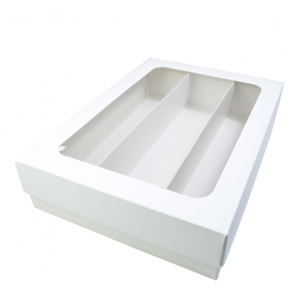 Ref 038 Branca - Caixa c/ tampa VISOR para Garrafas - 35x25x8 cm