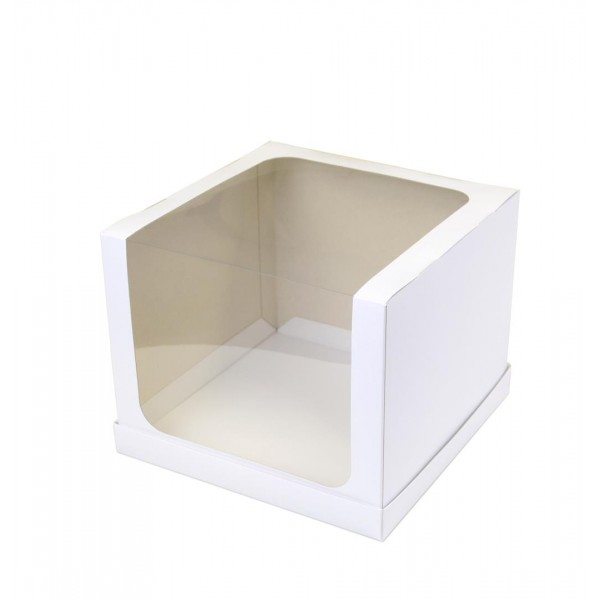 Ref 152 Branca - Caixa Torta / Bolo / Festa c/ visor na tampa - 25x25x20 cm