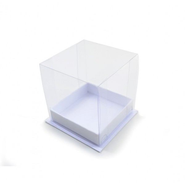 Ref 107 PLUS Branca - Caixa c/ tampa transparente - 7,5x7,5x8 cm