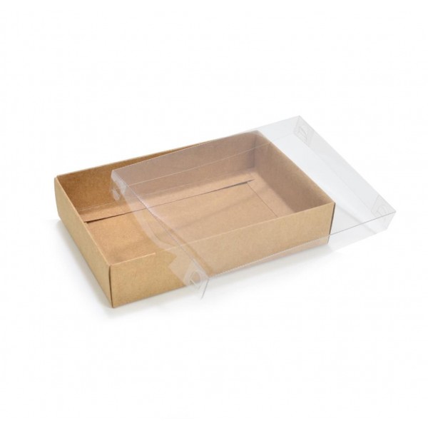 Ref 022 Kraft - Caixa c/ tampa transparente - 14x9x3 cm