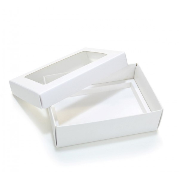 Ref 019 Branca - Caixa p/ 6 Brigadeiro Gourmet Pelotines - c/ visor na tampa - 13x9x4 cm