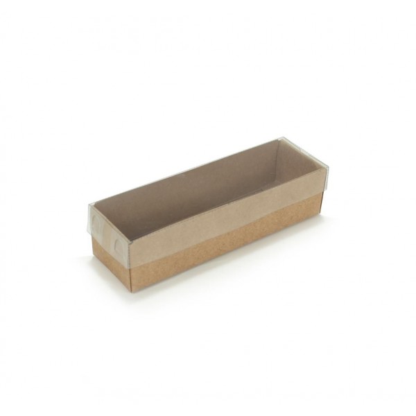 Ref 024 Kraft - Caixa c/ tampa transparente - 12x3,5x3 cm