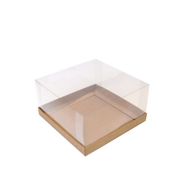 Ref 035 Kraft - Caixa c/ tampa transparente - 15,5x15,5x8 cm