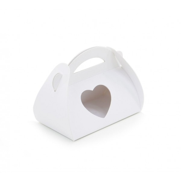 Ref 061 Branca - Maleta c/ visor coração - 7,5x4,5x4 cm