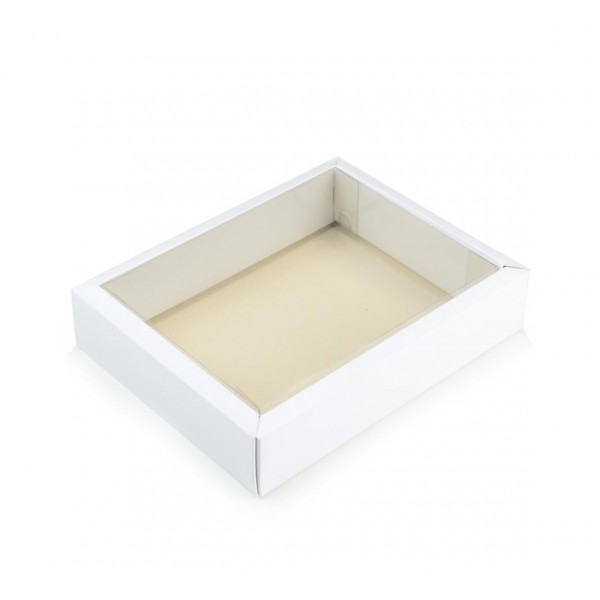 Ref 141 Branca ALTA - Caixa c/ tampa Transparente - 17x13x4 cm