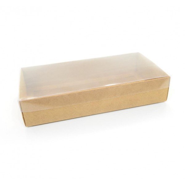 Ref 005 Kraft - Caixa c/ tampa Transparente BAIXA - 25x13x5 cm