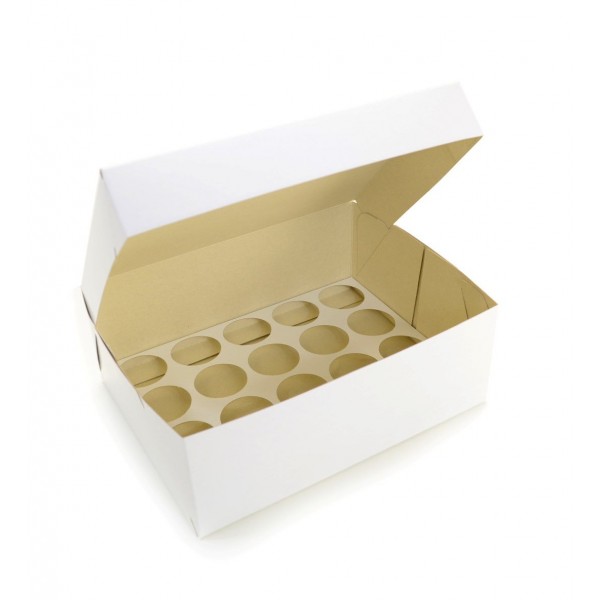 Ref 102 Branca - Caixa 20 Mini Cupcakes - 24x18,5x9 cm
