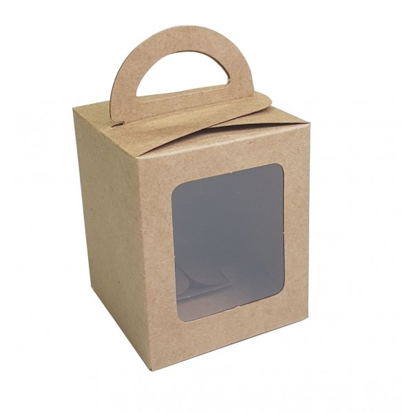 Ref 063 Kraft - Maleta Cupcake c/ visor - 7,5x7,5x9 cm