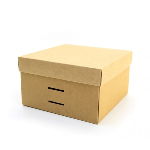 Ref 098 Kraft - Caixa c/ tampa papel e passa-fita - 17x17x10 cm