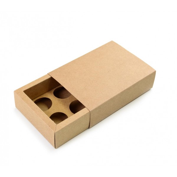 Ref 139 Kraft - Caixa Gaveta p/ 6 Brig. Gourmet Nº4 - Tampa Papel - 13x9x4 cm