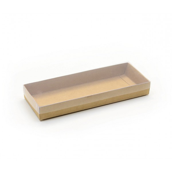 Ref 032 Kraft - Caixa c/ tampa transparente - 24x9x3 cm