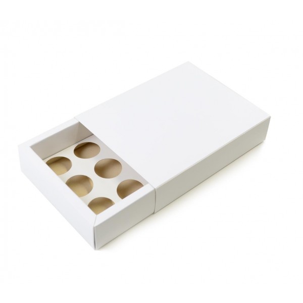 Ref 141 Branca - Caixa Gaveta p/ 12 Brig. Gourmet Nº4 - Tampa Papel - 17x13x4 cm