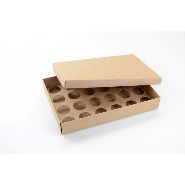 Ref 049 Kraft - Caixa p/ 24 Brigadeiro Gourmet Nº4 - c/ tampa papel - 25x17x4 cm