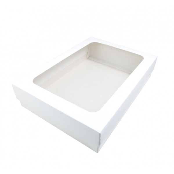 Ref 038 Branca - Caixa c/ tampa visor - 35x25x8 cm