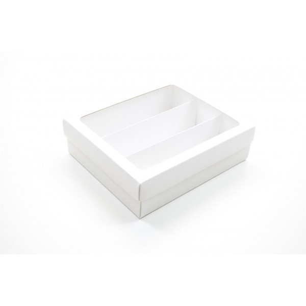 Ref 025 Branca - Caixa p/ Garrafa e Taça c/ visor - 22x18,5x6,5 cm
