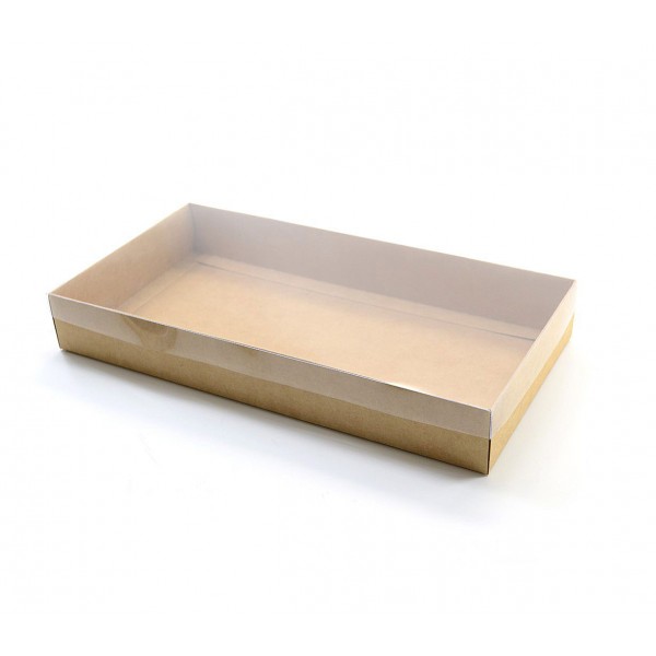Ref 006 Kraft - Caixa c/ tampa transparente - 35x18x5 cm