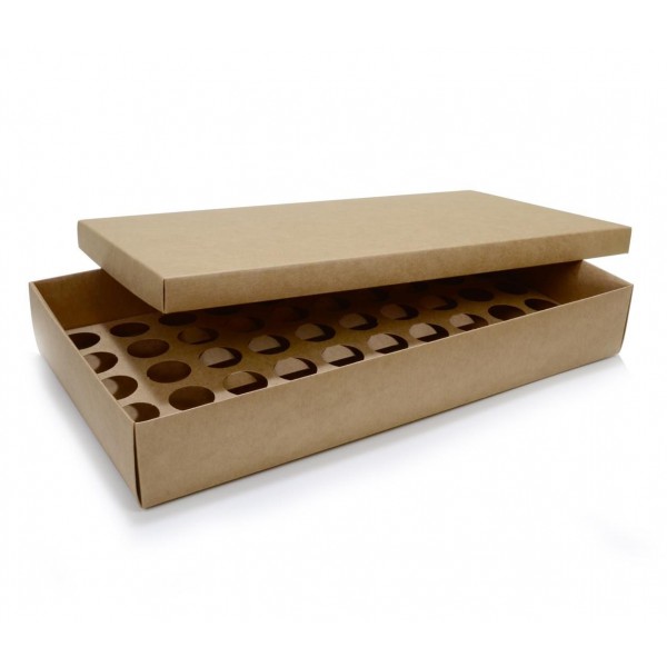 Ref 132 Kraft Alta - Caixa p/ 50 Brigadeiro Gourmet Nº4 - c/ tampa papel - 43x23x6,5 cm