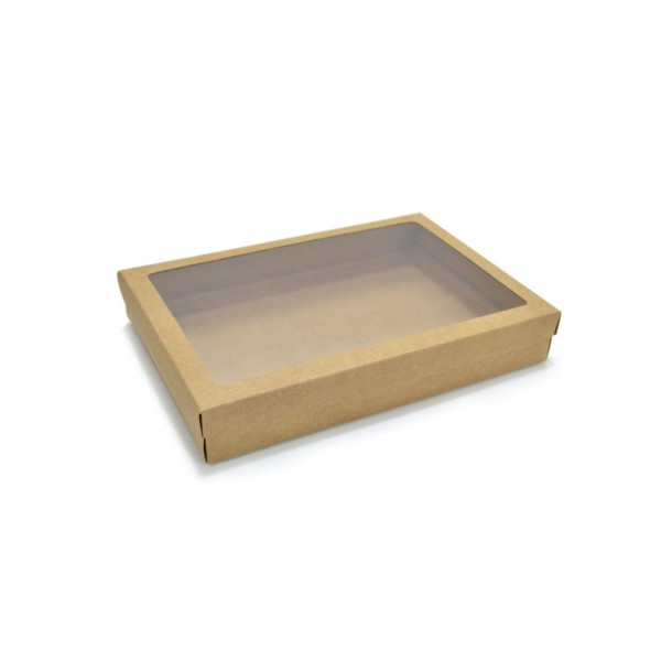 Ref 049 Kraft - Caixa p/ 24 Brigadeiro Gourmet Pelotines - c/ visor na tampa - 25x17x4 cm