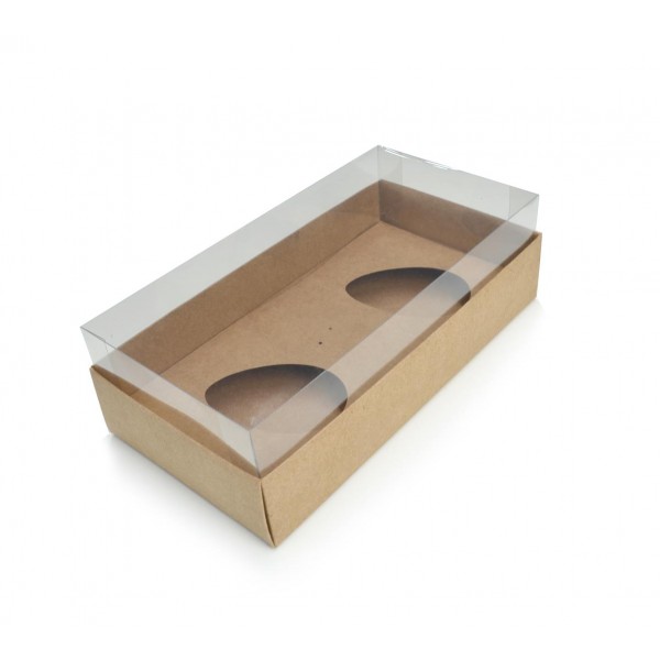 Ref 005 Kraft - Caixa Ovo Duplo Atravessado 100/150 gr. c/ tampa ALTA - 25x13x7,5 cm