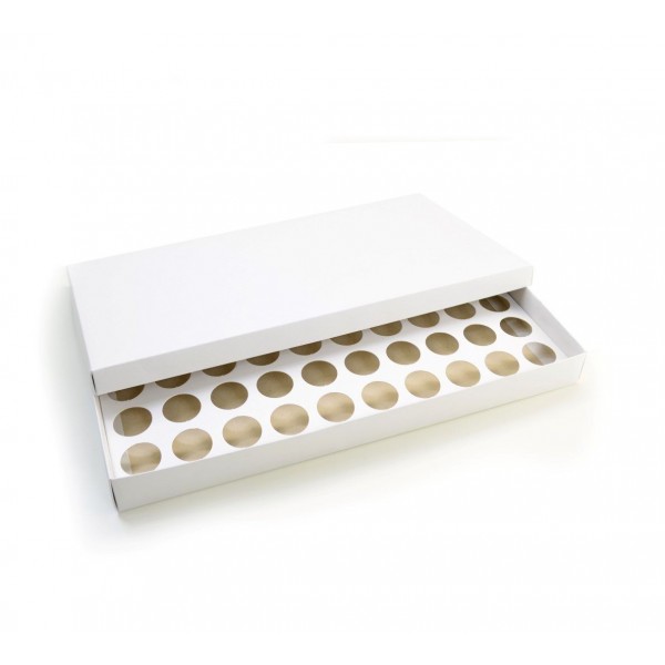 Ref 132 Branca - Caixa p/ 50 Brigadeiro Gourmet Nº4 - c/ tampa papel - 43x23x4 cm